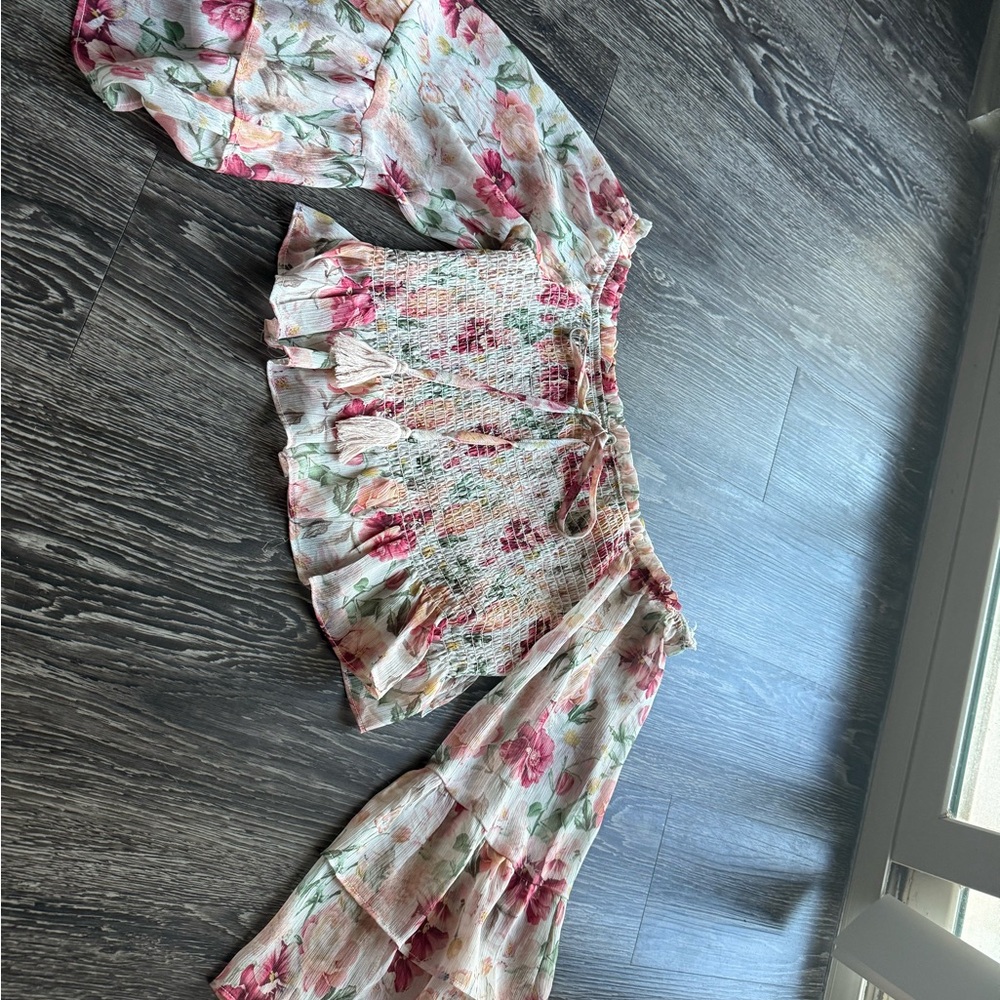 Floral Off-Shoulder Smocked Top